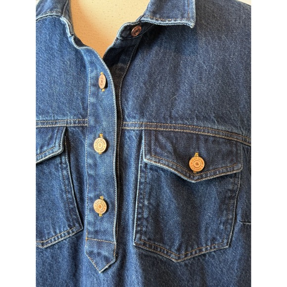 GAP Denim Dress Jean size XLT XL Tall Extra large Popover A Line Pockets Y2K 80s - Picture 6 of 14